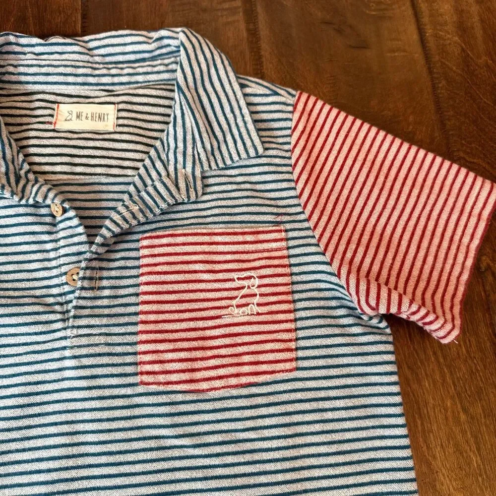 Me and Henry Polo Bundle Lot Patchwork and Stripes Boys size 8/9 Preppy Golf
